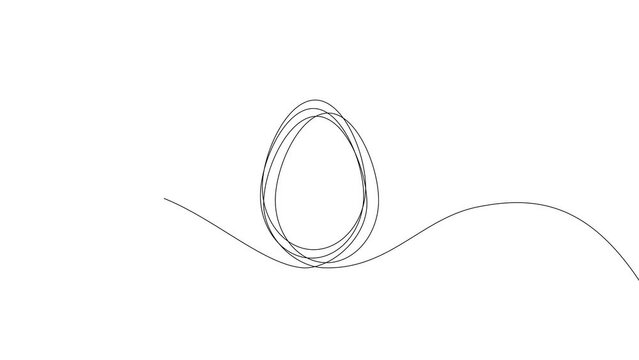 Continuous thin line egg drawing animation, Hand drawn animated lined egg shape, monoline eggs sketch doodle illustration
