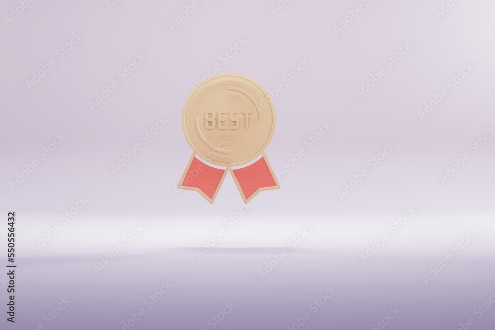 Aufkleber beautiful illustration golden best badge symbol icons on a bright pink background. 3d rendering illu