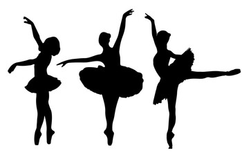 Obraz na płótnie Canvas ballet dancer silhouette,Ballet silhouette set illustration vector on white background