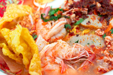 Spicy food with Shrimp, Toyum Noodle menu.