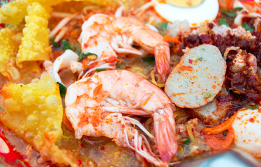 Spicy food with Shrimp, Toyum Noodle menu.