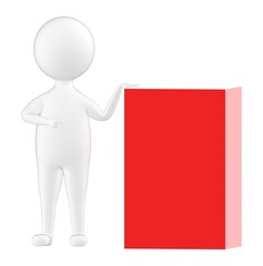 3d character , man and a empty red box