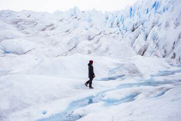 Fototapeta na wymiar Tourist at Perito Moreno Glacier National Park Patagonia Argentina