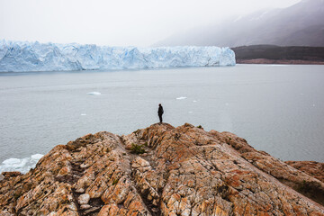 Fototapeta na wymiar Tourist at Perito Moreno Glacier National Park Patagonia Argentina