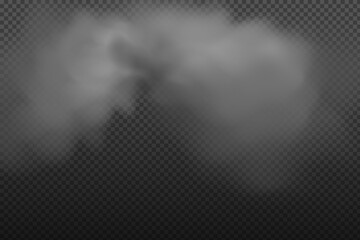 White vector cloudiness ,fog or smoke on dark checkered background.Cloudy sky or smog over the city.Vector illustration.