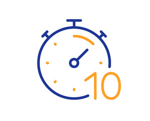 Timer 10 minutes line icon. Stopwatch time sign. Countdown clock symbol. Colorful thin line outline concept. Linear style timer icon. Editable stroke. Vector
