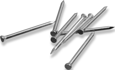 Heap of metal nails on white background