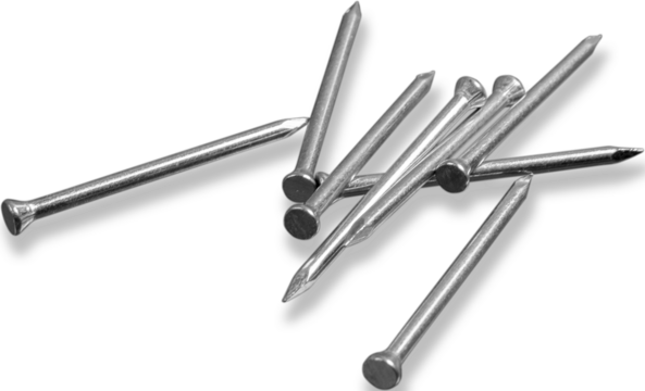 Heap of metal nails on white background