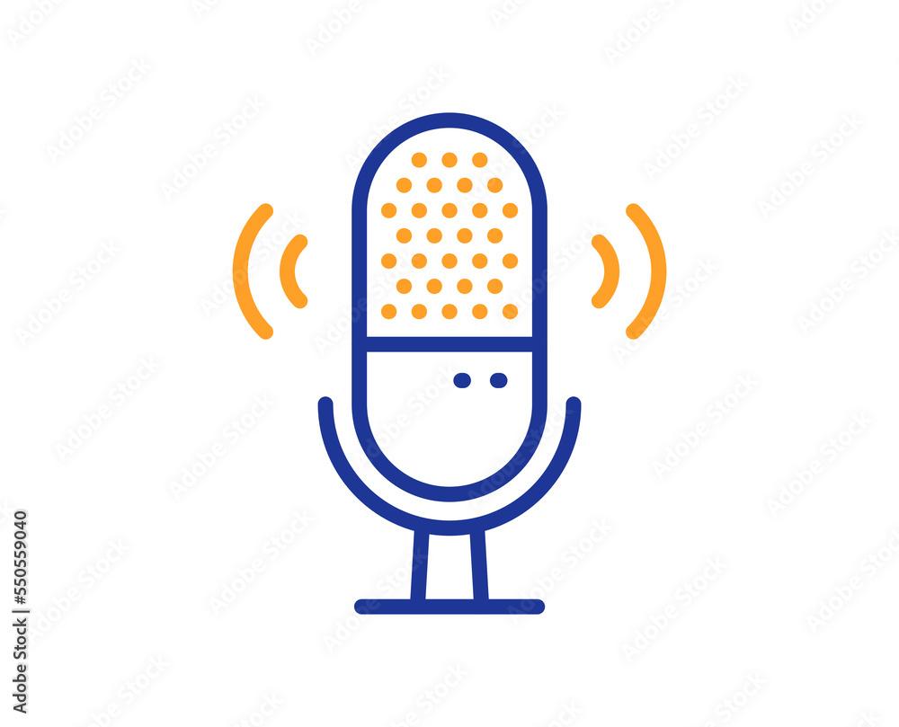 Poster microphone line icon. studio mic sign. voice record device symbol. colorful thin line outline concep