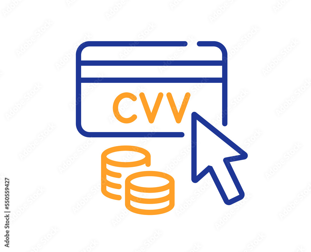 Poster cvv code line icon. credit card sign. online money symbol. colorful thin line outline concept. linea