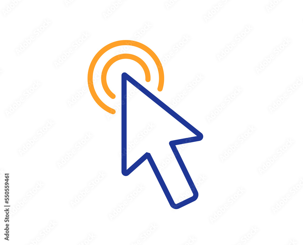 Poster mouse cursor line icon. click action sign. arrow pointer symbol. colorful thin line outline concept.