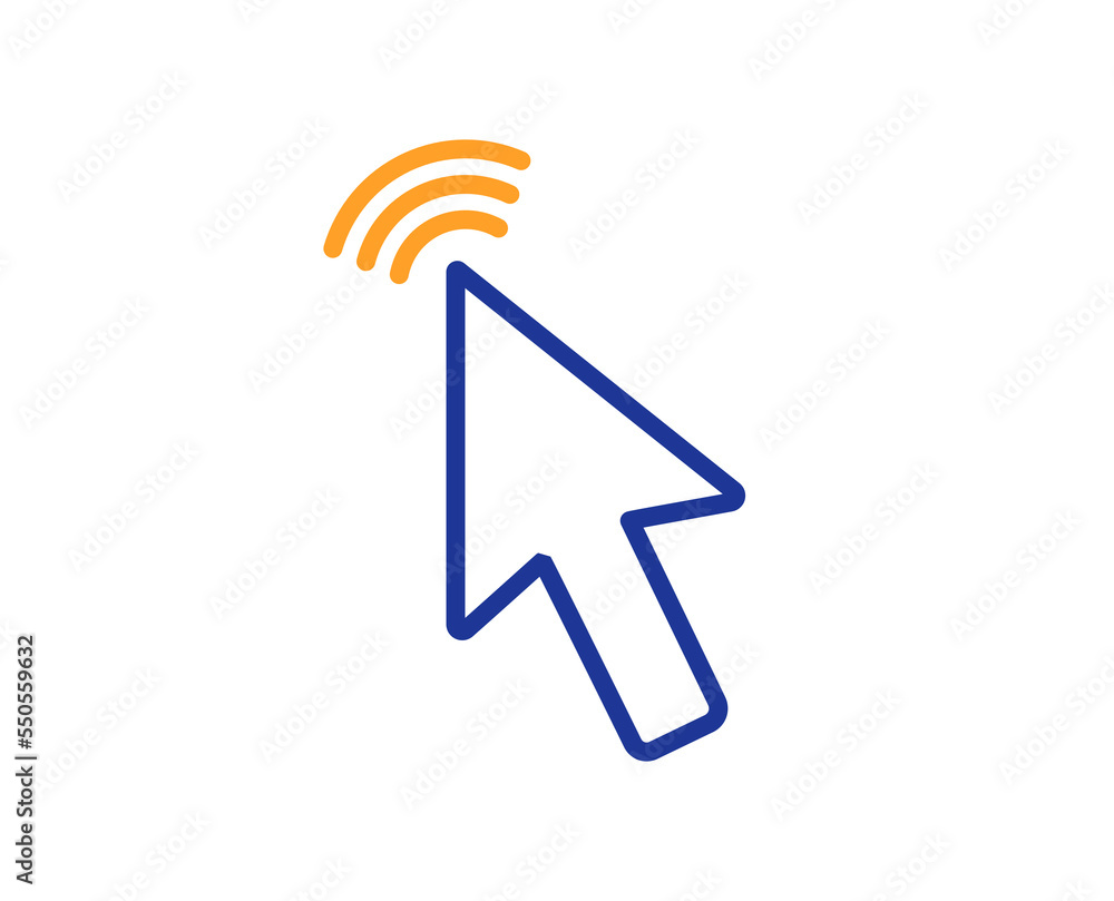 Poster mouse cursor line icon. click action sign. arrow pointer symbol. colorful thin line outline concept.