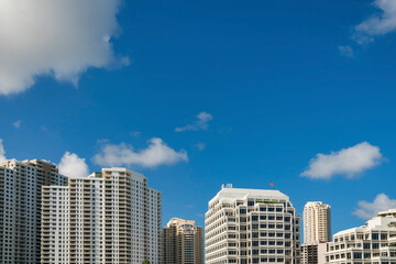 Fototapeta na wymiar Modern residential buildings at the Miami, Florida cityscape under the sky