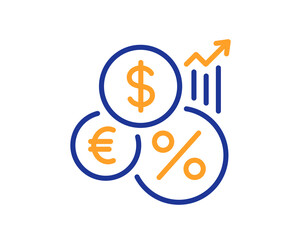 Inflation line icon. Money tax rate sign. Financial interest symbol. Colorful thin line outline concept. Linear style inflation icon. Editable stroke. Vector