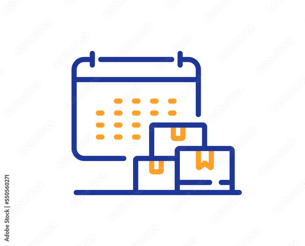 Poster delivery calendar line icon. parcel logistic date sign. express service symbol. colorful thin line o