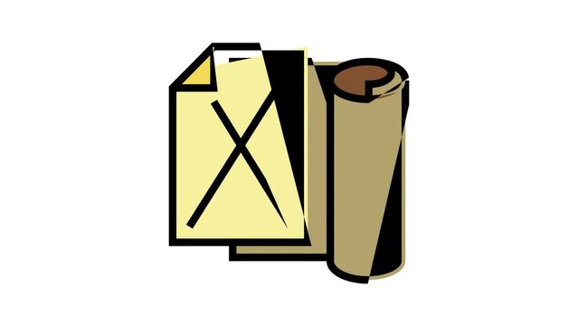 kraft paper list color icon animation
