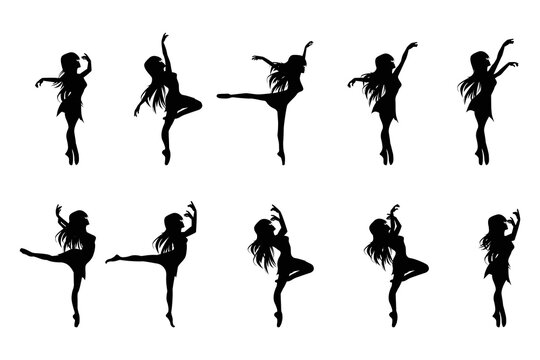 cute girl dancing silhouette illustratio