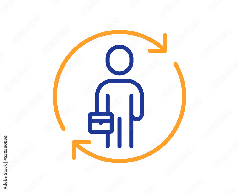 Poster replacement line icon. staff renewal sign. businessman change symbol. colorful thin line outline con