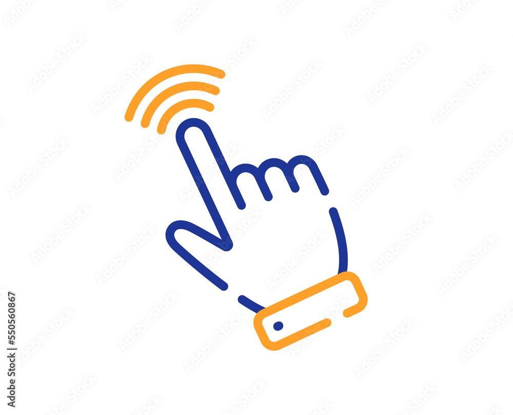 Poster hand cursor line icon. click action sign. finger pointer symbol. colorful thin line outline concept.