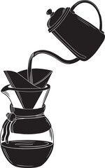 Hand drawn graphic style glass chemex for coffee brewing