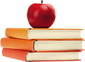 Bunch of books with an apple on top