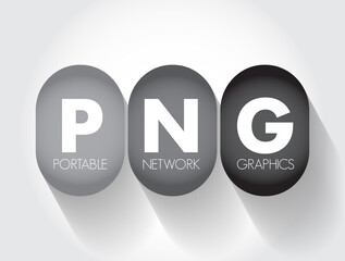 PNG - Portable Network Graphics is a raster-graphics file format that supports lossless data compression, acronym technology concept background