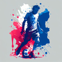 France national football player. France soccer team. French soccer poster. Abstract French football background