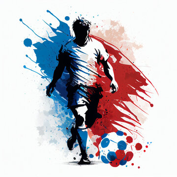 France national football player. France soccer team. French soccer poster. Abstract French football background