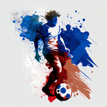 France national football player. France soccer team. French soccer poster. Abstract French football background
