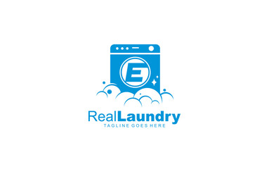 E logo LAUNDRY for branding company. letter template vector illustration for your brand.
