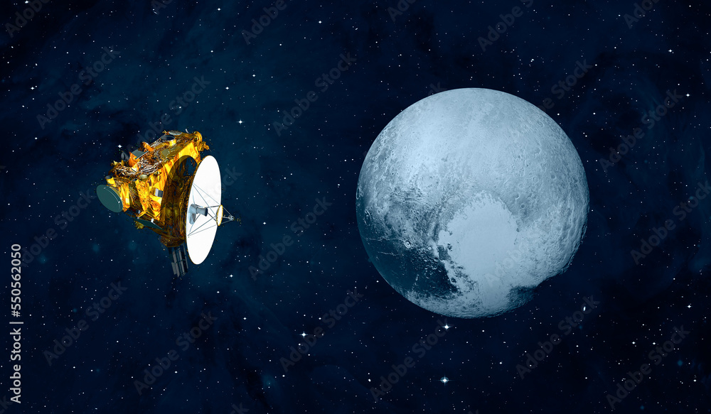 Poster new horizons spacecraft with pluto 