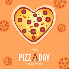 Happy Pizza Day February 09th with pizza illustration design
