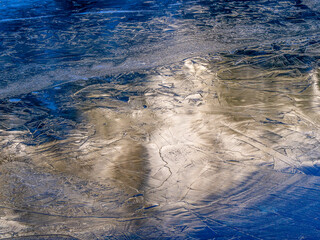 lód, kra na Morskim Oku - barwy jesieni - obrazy, fototapety, plakaty