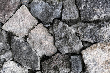 Close up of pile of different shades of gray rocks at construction site background texture