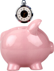 Piggy bank with a stop watch