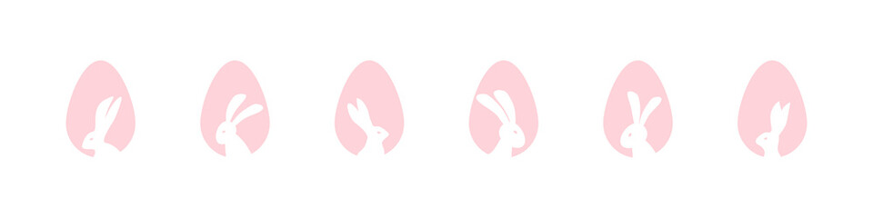 Easter bunny. Egg hunt vector set. Isolated eggs with rabbit. Easter icon with bunny ears.