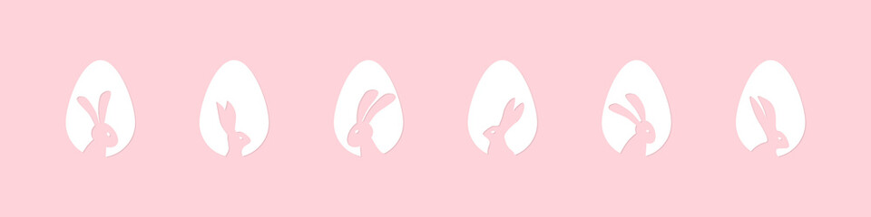 Easter bunny. Egg hunt vector set. Isolated eggs with rabbit. Easter icon with bunny ears.