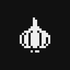 Garlic emoji pixel art icon isolated vector illustration. Design for stickers, logo, mobile app. Video game assets 80s 1-bit sprite sheet.