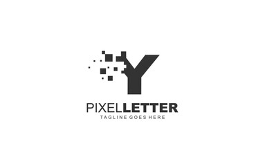 Y logo PIXEL for branding company. DIGITAL template vector illustration for your brand.