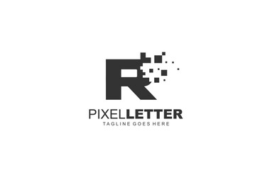 R logo PIXEL for branding company. DIGITAL template vector illustration for your brand.