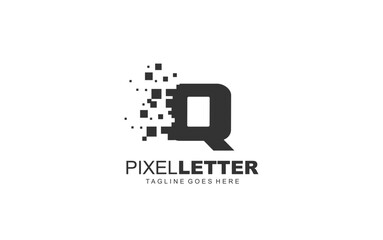 Q logo PIXEL for branding company. DIGITAL template vector illustration for your brand.