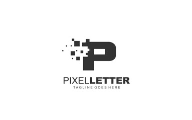 P logo PIXEL for branding company. DIGITAL template vector illustration for your brand.