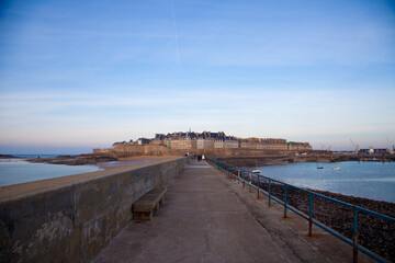 Saint Malo - french medieval town on the seaside - at the dusk