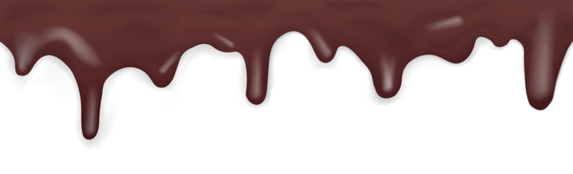 Dark dripping caramel, pattern on white background - Vector