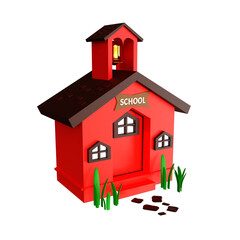 3D school building illustration design