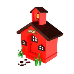 3D school building illustration design