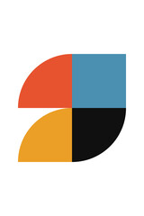 Abstract geometric minimalist artwork. Vector illustration made of simple shapes like circle, square, triangle. Retro background in Bauhaus style and bold colors: red, yellow, blue and black on white