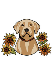 puppy with flowers