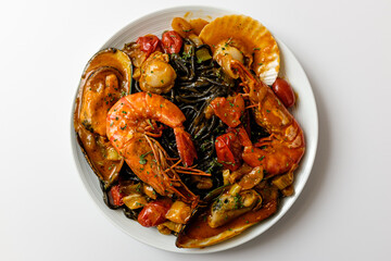 Bisque pasta on a white background