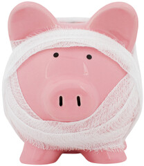 Piggy bank wrapped in gauze